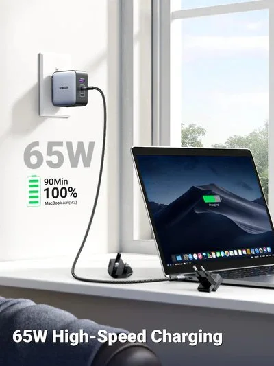 Bộ Sạc Ugreen 65W Nexode GaN CD296 3 Cổng USB-C và Đầu Cắm US/UK/EU cho Du Lịch