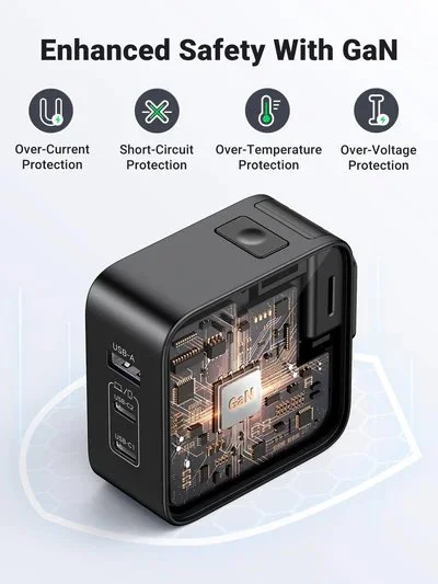 Bộ Sạc Ugreen 65W Nexode GaN CD296 3 Cổng USB-C và Đầu Cắm US/UK/EU cho Du Lịch — ảnh 5