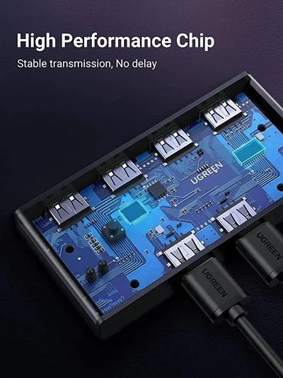 Bộ switch chia cổng USB 2.0 2 vào 4 ra màu đen Ugreen (30767) — ảnh 5