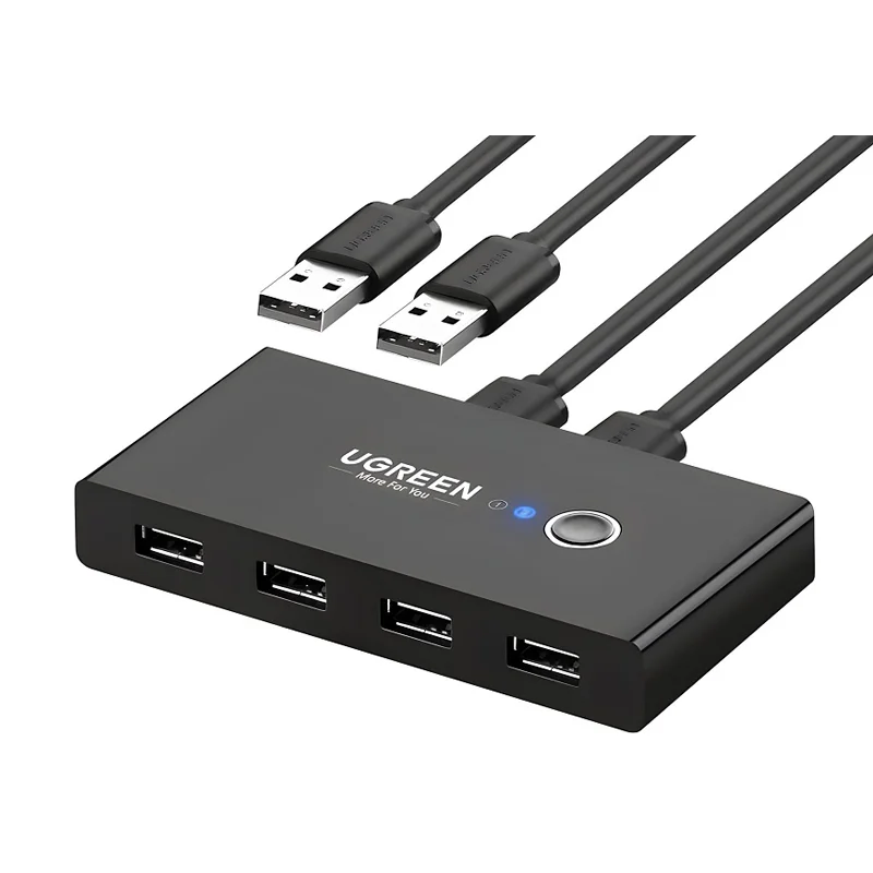 Bộ switch chia cổng USB 2.0 2 vào 4 ra màu đen Ugreen (30767)