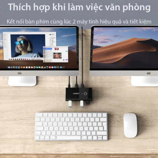 Bộ switch chia cổng USB 3.0 2 vào 4 ra màu đen Ugreen (30768) — ảnh 7