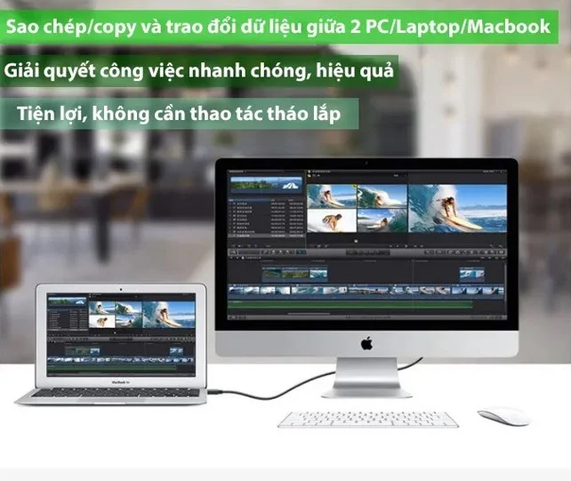 Bộ truyền dữ liệu giữa 2 máy tính qua cổng USB 2.0, dây dài 2m, có chip Ugreen (20233) — ảnh 3