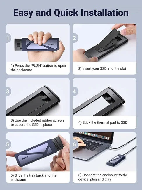 Box ổ cứng M.2 SATA NVMe PCIe 3.0 Ugreen 90541 — ảnh 5