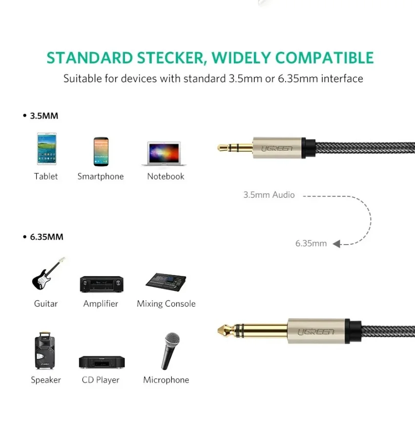 Cáp Audio 3.5mm Sang 6.5mm Dài 2M Ugreen 10628 AV127 — ảnh 5