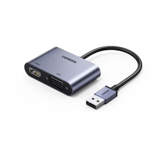 Cáp chuyển đổi USB 3.0 sang HDMI + VGA 1080P/60Hz Ugreen 20518 cao cấp CM449