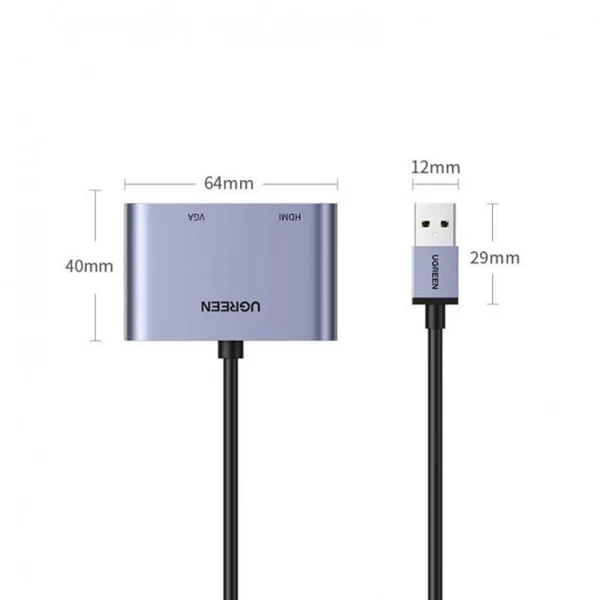 Cáp chuyển đổi USB 3.0 sang HDMI + VGA 1080P/60Hz Ugreen 20518 cao cấp CM449 — ảnh 5