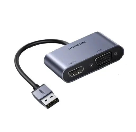 Cáp chuyển đổi USB 3.0 sang HDMI + VGA 1080P/60Hz Ugreen 20518 cao cấp CM449