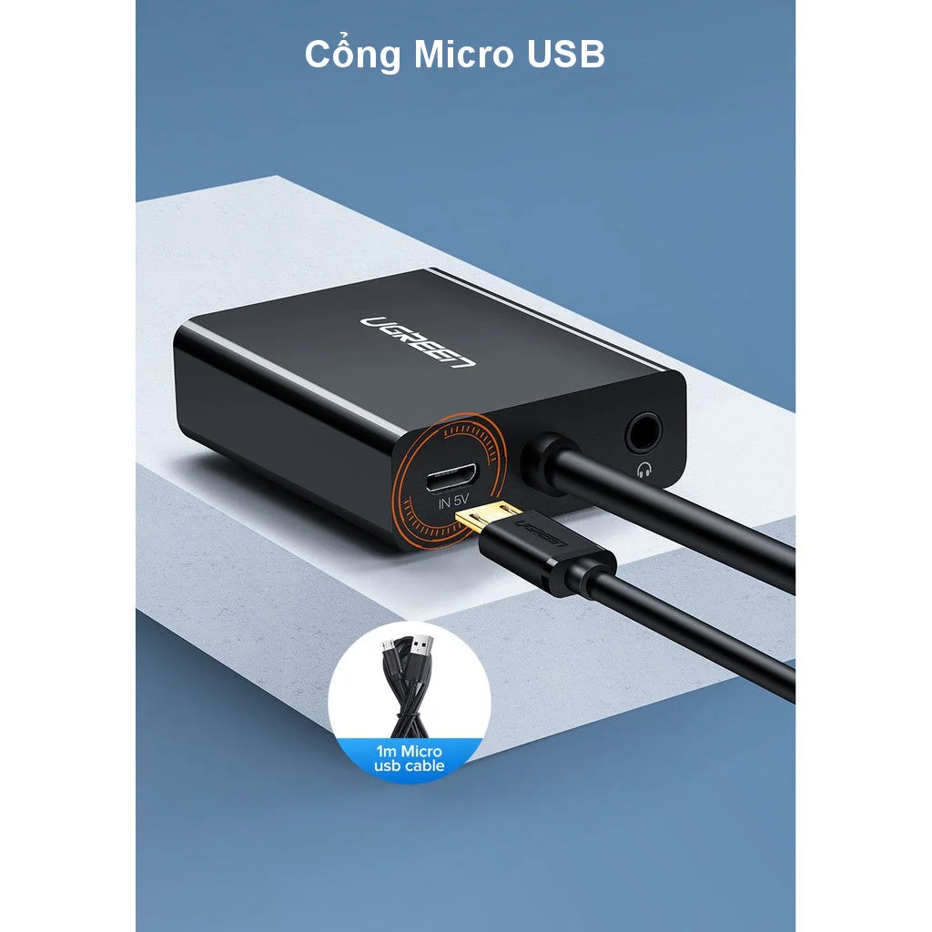 Cáp chuyển đổi VGA sang HDMI+Audio 1080P@60Hz Ugreen 50945 cao cấp