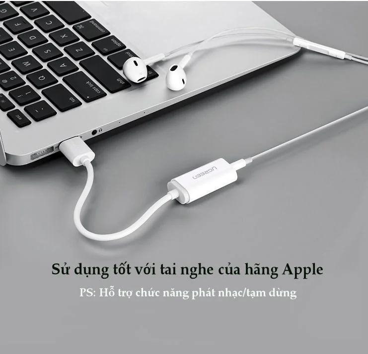 Cáp chuyển USB ra audio 3.5mm hỗ trợ Mic và Tai Nghe Ugreen (30712)