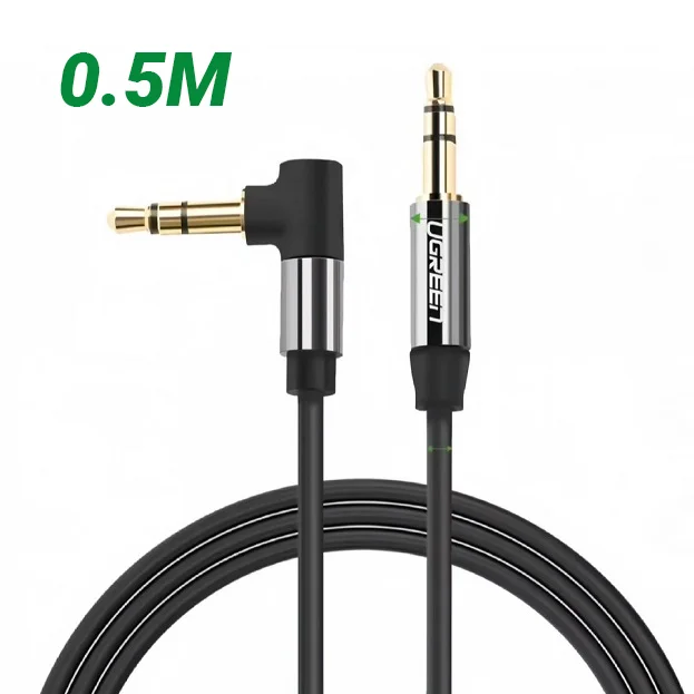 Cáp dữ liệu AV 3.5mm 1 đầu bẻ góc,màu đen dài 0.5M Ugreen (40183)