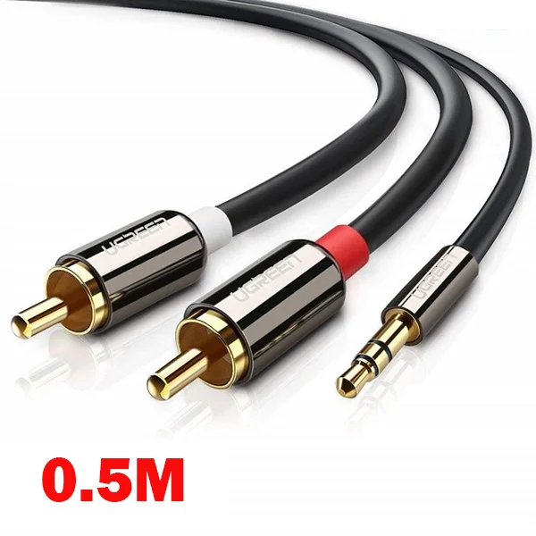Cáp dữ liệu AV 3.5mm male sang 2RCA male truyền âm thanh dài 0.5M Ugreen AV116 (20779) — ảnh 1