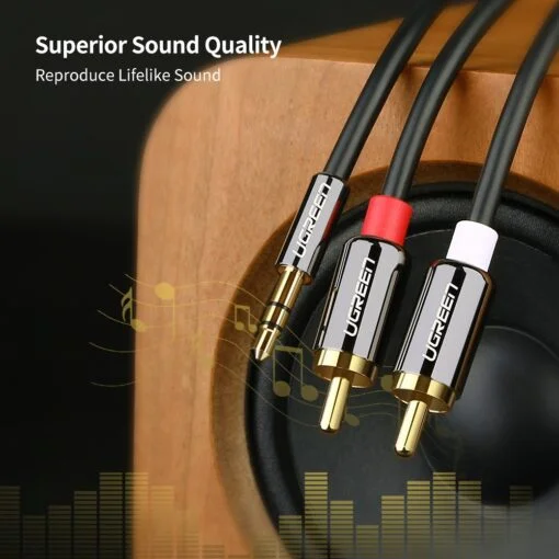 Cáp dữ liệu AV 3.5mm male sang 2RCA male truyền âm thanh dài 1M màu đen Ugreen AV116 (10749) — ảnh 5