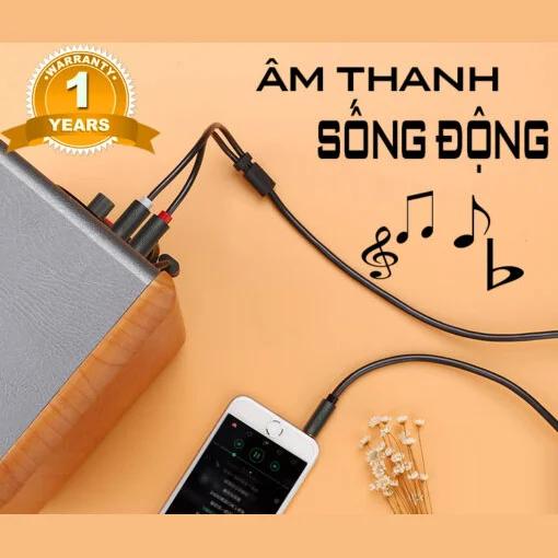 Cáp dữ liệu AV 3.5mm male sang 2RCA male truyền âm thanh dài 1M màu đen Ugreen AV116 (10749) — ảnh 7