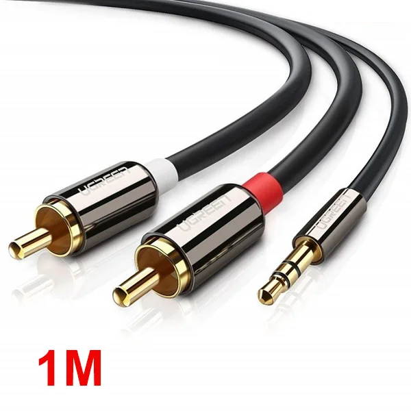 Cáp dữ liệu AV 3.5mm male sang 2RCA male truyền âm thanh dài 1M màu đen Ugreen AV116 (10749) — ảnh 1