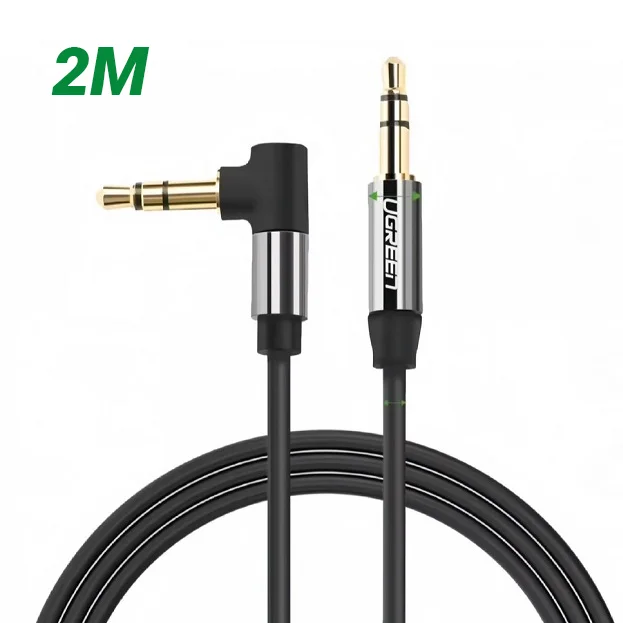 Cáp dữ liệu AV 3.5mm màu đen 1 đầu bẻ góc dài 2M Ugreen (40186)