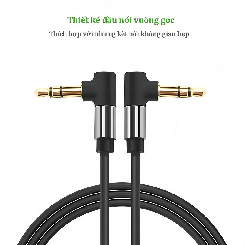 Cáp dữ liệu AV 3.5mm màu đen dài 1M 1 đầu bẻ góc Ugreen (40184) — ảnh 2