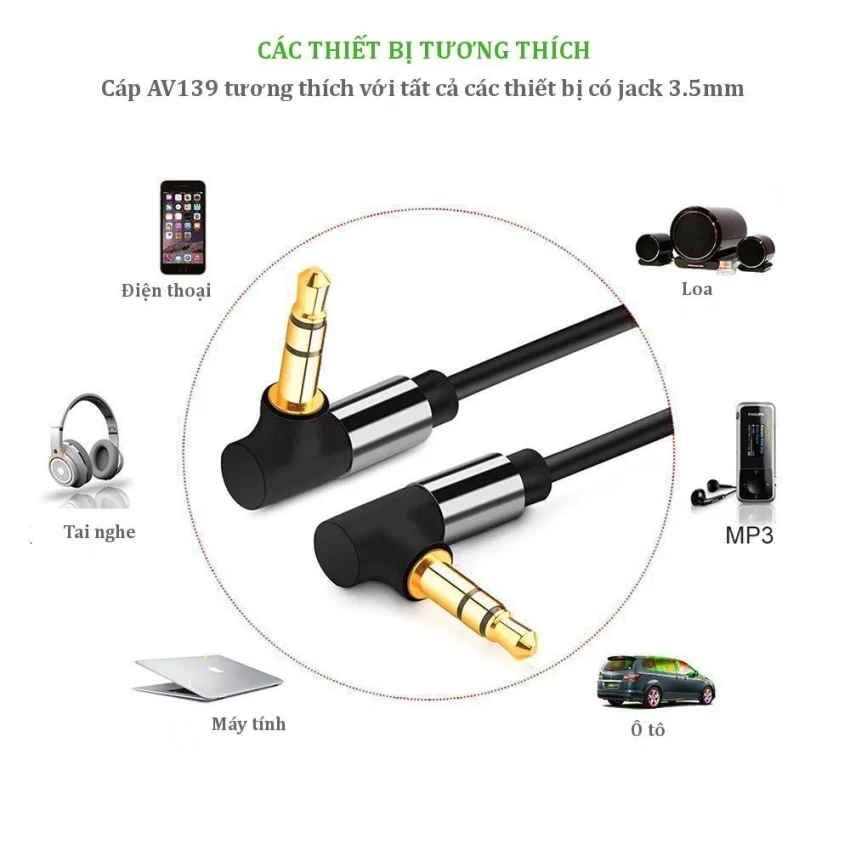 Cáp dữ liệu AV 3.5mm màu đen dài 1M 1 đầu bẻ góc Ugreen (40184) — ảnh 6