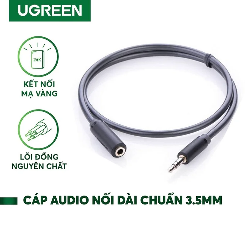 Cáp dữ liệu AV 3.5mm nối dài truyền âm thanh dài1M màu đen Ugreen 10782 — ảnh 4