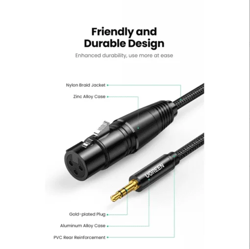 Cáp dữ liệu AV 3.5mm ra XLR truyền âm thanh màu đen, dài 2M Ugreen (20244) — ảnh 9