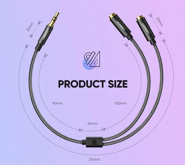 Cáp dữ liệu AV 3.5mm sang 2 3.5mm truyền âm thanh dài 20CM Ugreen (70102) — ảnh 6