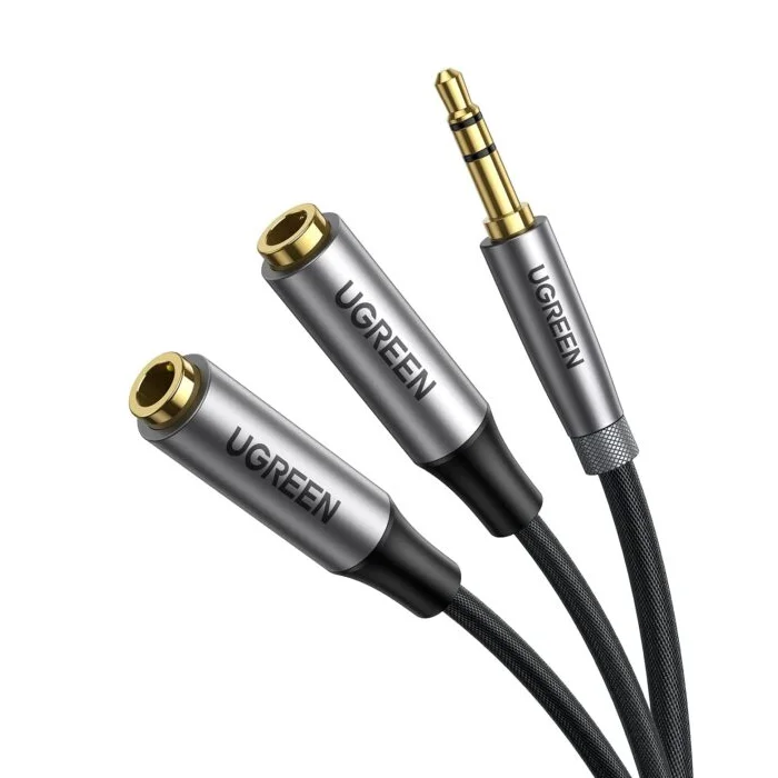Cáp dữ liệu AV 3.5mm sang 2 đầu 3.5mm màu ghi dài 20cm Ugreen (50253) — ảnh 1