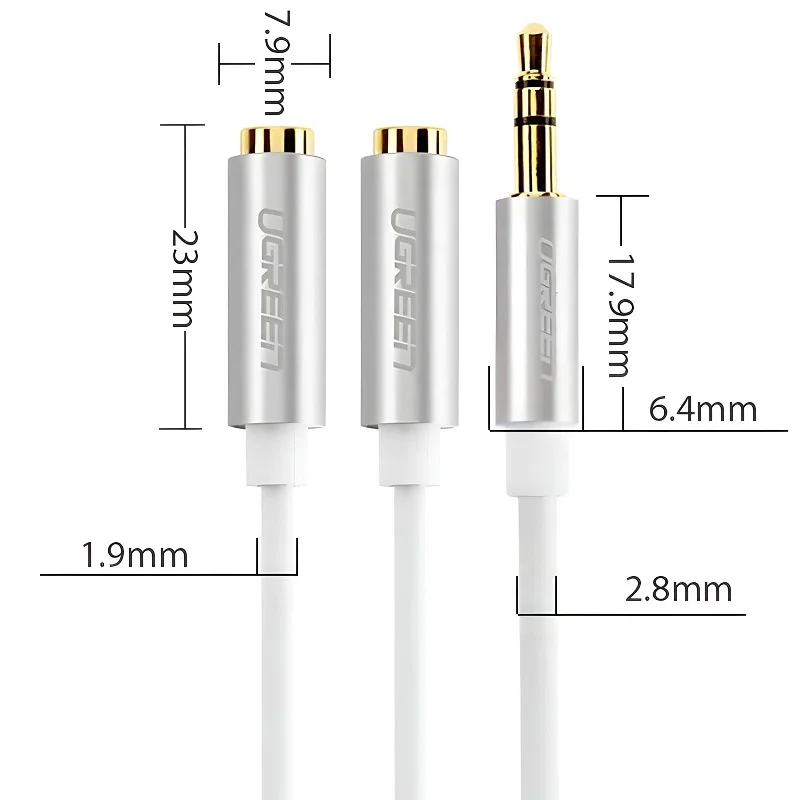 Cáp dữ liệu AV 3.5mm sang 2 đầu 3.5mm truyền âm thanh dài 20cm Ugreen (10780) — ảnh 3