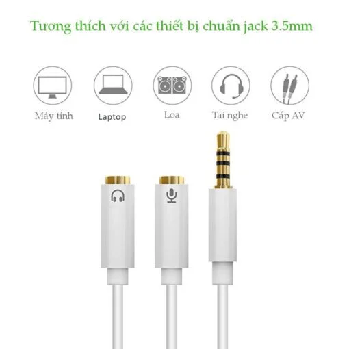 Cáp dữ liệu AV 3.5mm sang 2 đầu 3.5mm truyền âm thanh dài 20cm Ugreen 10789 AV141