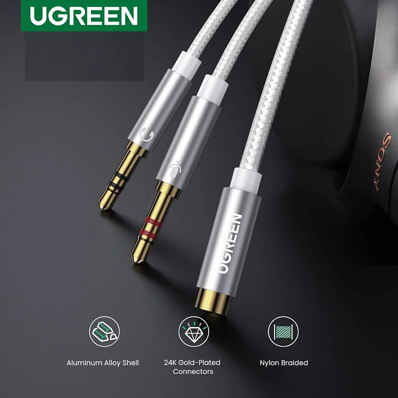 Cáp dữ liệu AV 3.5mm sang 2 đầu 3.5mm truyền âm thanh dài 20cm Ugreen (10790)