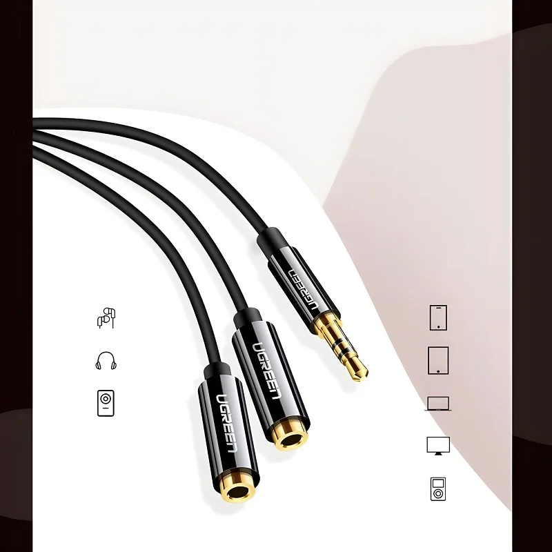 Cáp dữ liệu AV 3.5mm sang 2 đầu 3.5mm truyền âm thanh dài 20cm Ugreen (20816) — ảnh 2