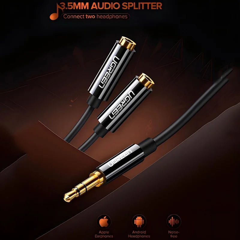 Cáp dữ liệu AV 3.5mm sang 2 đầu 3.5mm truyền âm thanh dài 20cm Ugreen (20816)