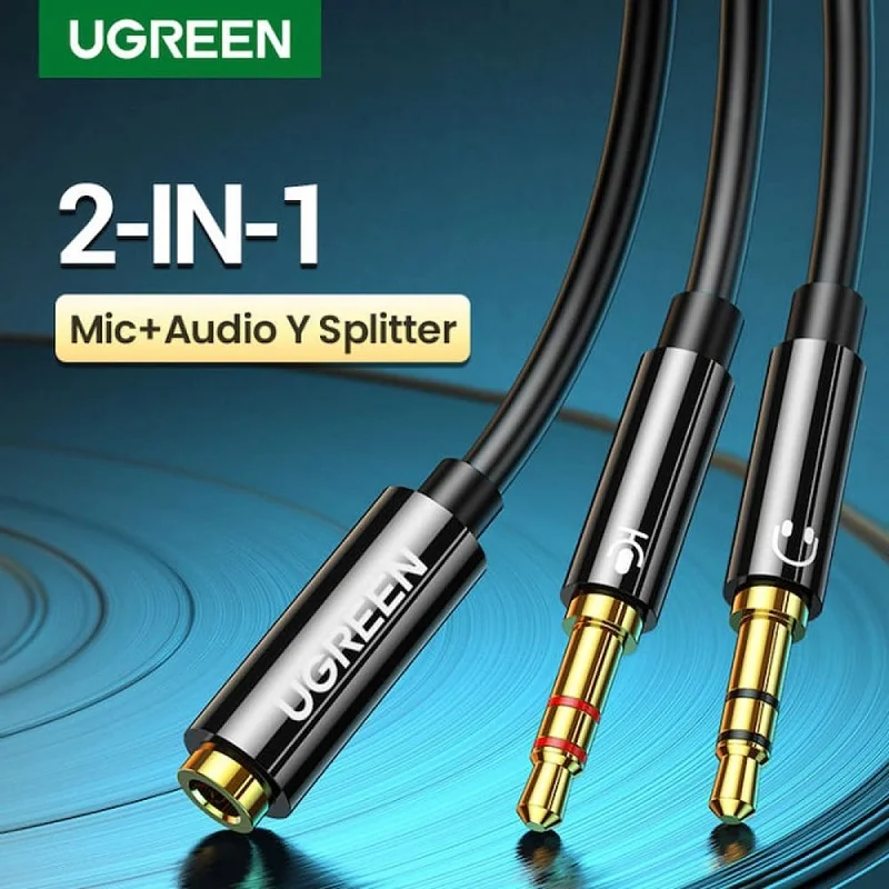 Cáp dữ liệu AV 3.5mm sang 2 đầu 3.5mm truyền âm thanh dài 20CM Ugreen (20898)