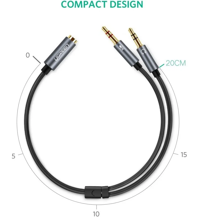 Cáp dữ liệu AV 3.5mm sang 2 đầu 3.5mm truyền âm thanh dài 20CM Ugreen (20899)