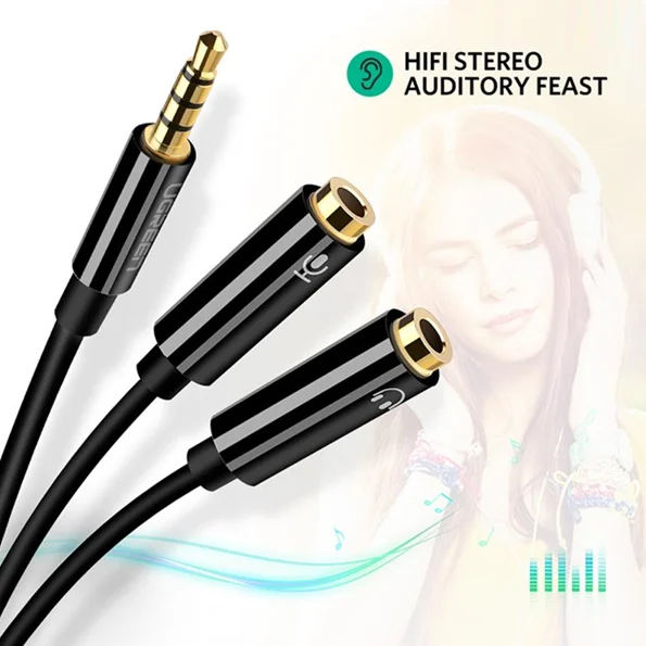 Cáp dữ liệu AV 3.5mm sang 2 đầu 3.5mm truyền âm thanh dài 20cm Ugreen 30620 AV141