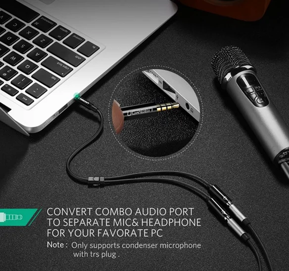Cáp dữ liệu AV 3.5mm sang 2 đầu 3.5mm truyền âm thanh dài 20cm Ugreen 30620 AV141 — ảnh 6