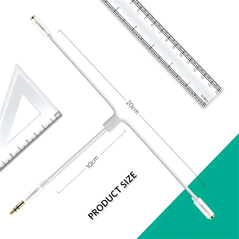Cáp dữ liệu AV 3.5mm sang 2 đầu 3.5mm truyền âm thanh, màu trắng dài 25cm Ugreen (10739) — ảnh 2