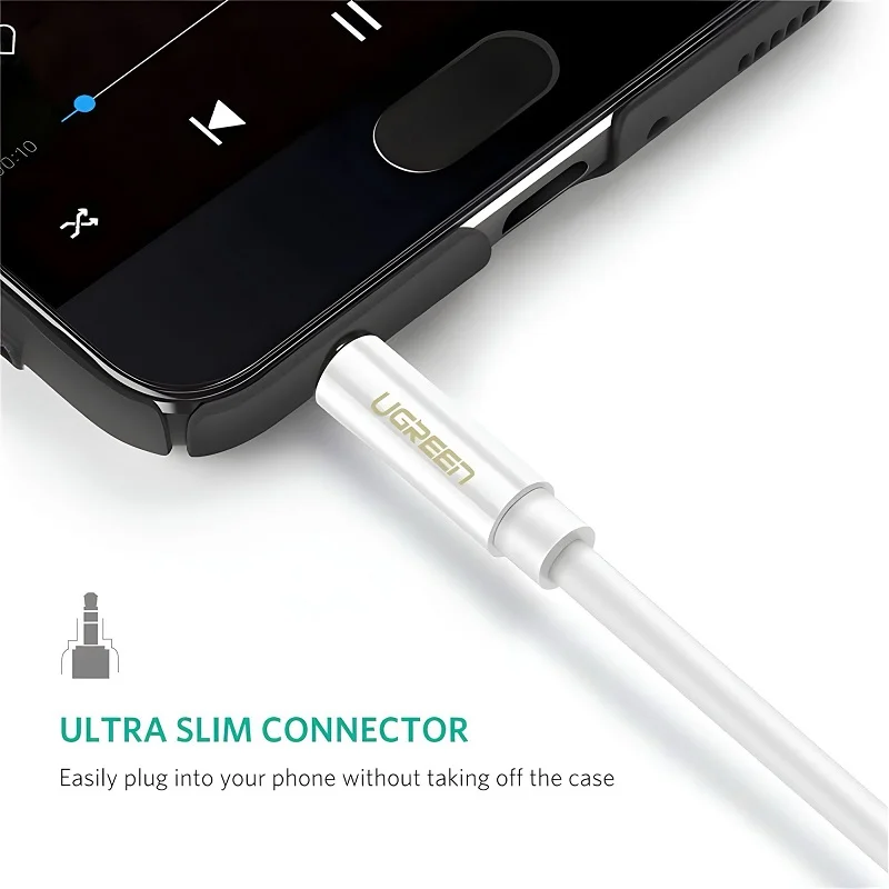 Cáp dữ liệu AV 3.5mm sang 2 đầu 3.5mm truyền âm thanh, màu trắng dài 25cm Ugreen (10739) — ảnh 4