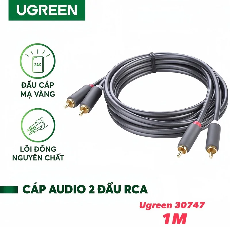 Cáp dữ liệu AV 3.5mm sang 2RCA dài 1M Ugreen (30747) — ảnh 2