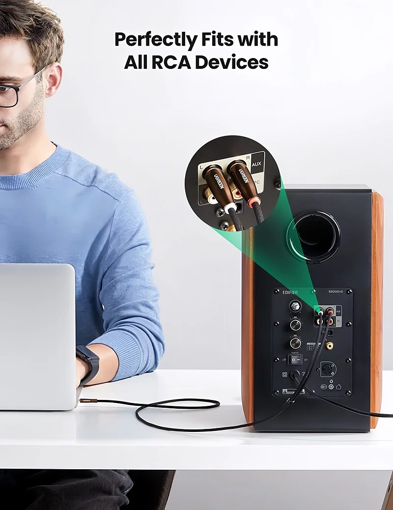 Cáp dữ liệu AV 3.5mm sang 2RCA dài 3M Ugreen 80848 AV170 — ảnh 6