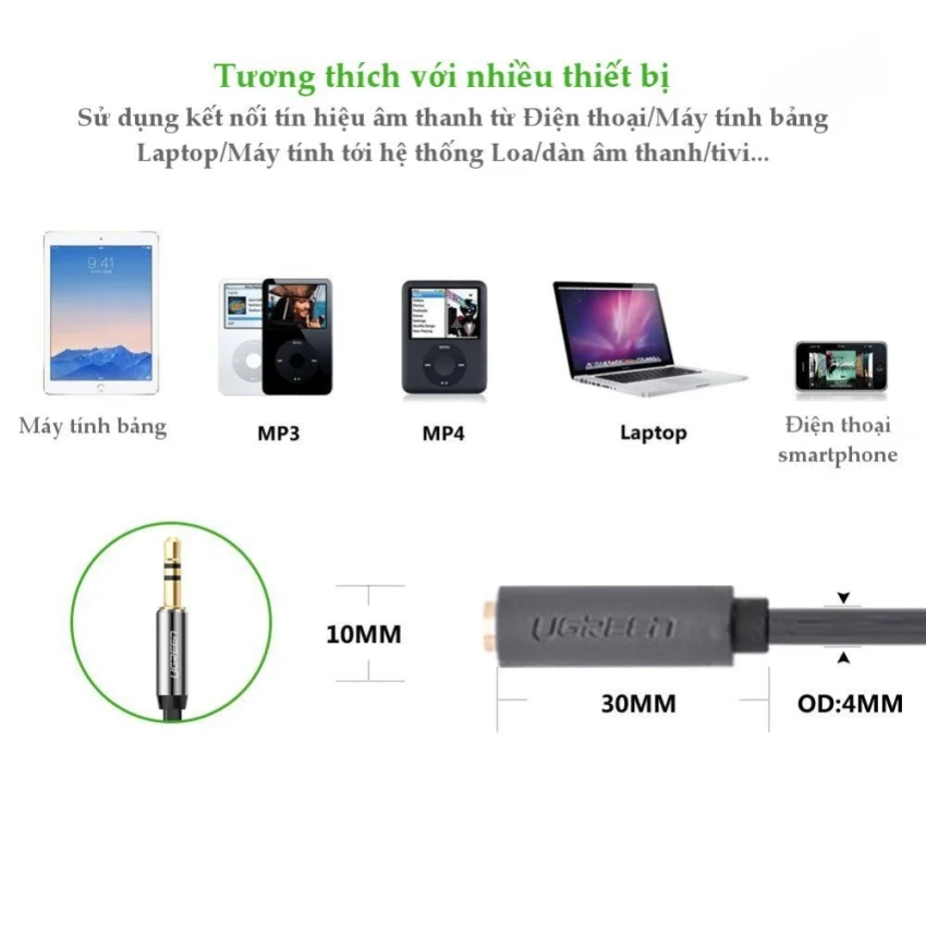 Cáp dữ liệu AV 3.5mm sang 2RCA truyền âm thanh dài 25cm Ugreen (10561) — ảnh 8