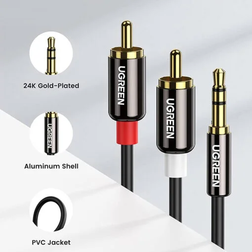 Cáp dữ liệu AV 3.5mm sang 2RCA truyền âm thanh dài 2M Ugreen AV116 (10584) — ảnh 2