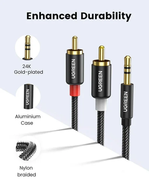 Cáp dữ liệu AV 3.5mm sang 2RCA truyền âm thanh dài 3M Ugreen (60242) — ảnh 2