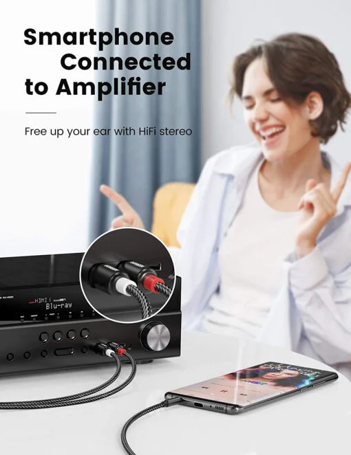 Cáp dữ liệu AV 3.5mm sang 2RCA truyền âm thanh dài 3M Ugreen (60242) — ảnh 6