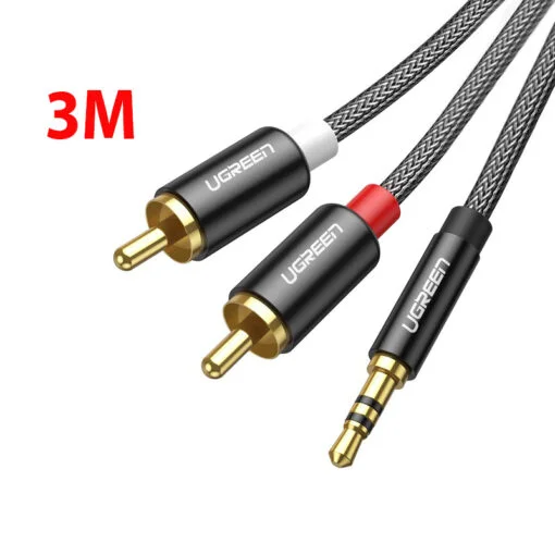 Cáp dữ liệu AV 3.5mm sang 2RCA truyền âm thanh dài 3M Ugreen (60242)