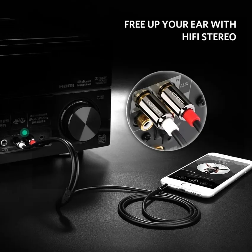 Cáp dữ liệu AV 3.5mm sang 2RCA truyền âm thanh dài 5M Ugreen AV116 (10591) — ảnh 6