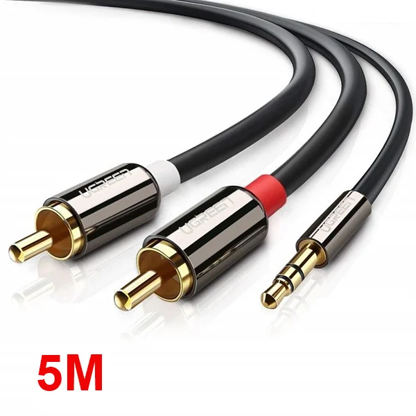 Cáp dữ liệu AV 3.5mm sang 2RCA truyền âm thanh dài 5M Ugreen AV116 (10591)