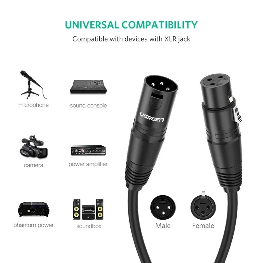 Cáp dữ liệu AV nối dài MIC XLR(Canon) truyền âm thanh dài 3m Ugreen 20711 AV130 — ảnh 4