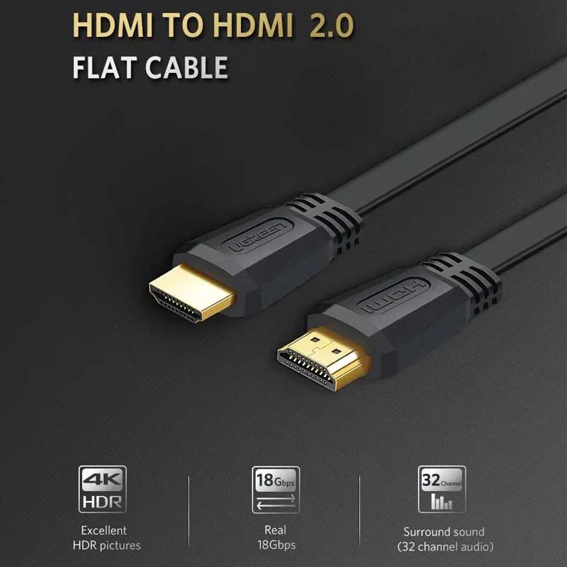 Cáp dữ liệu dạng dẹt HDMI 2.0 truyền âm thanh hình ảnh dài 1.5M Ugreen (50819)