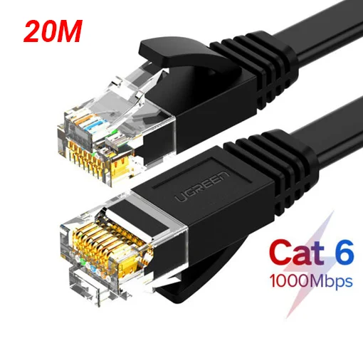 Cáp dữ liệu dạng dẹt nối mạng CAT6 truyền dữ liệu giữa các máy tính,dài 20M Ugreen (50181)