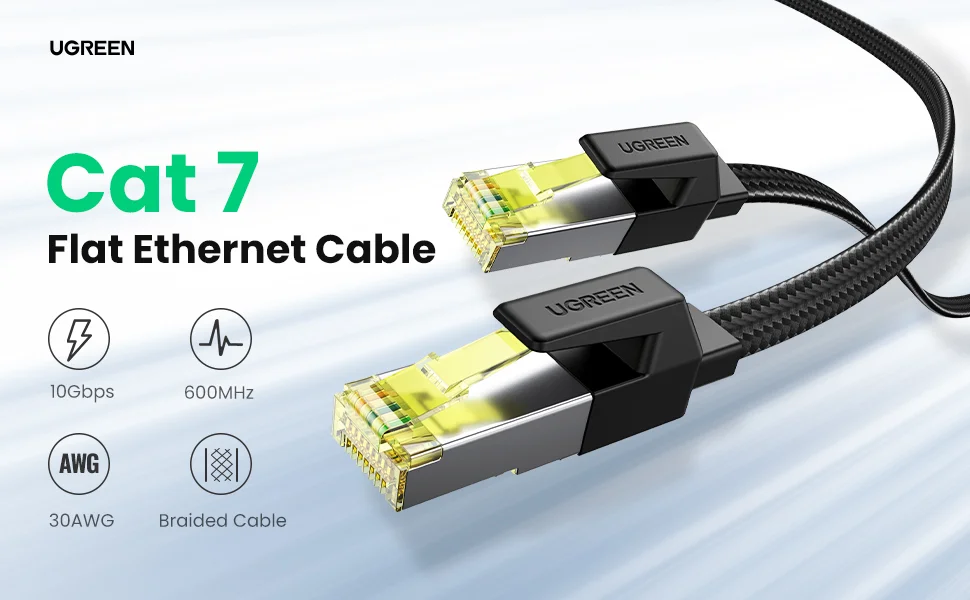 Cáp dữ liệu dạng dẹt nối mạng CAT7 F/FTP dài 10M Ugreen 40165