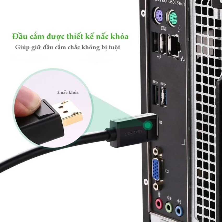Cáp dữ liệu Displayport truyền âm thanh hình ảnh, dài 2M Ugreen (10211) — ảnh 6